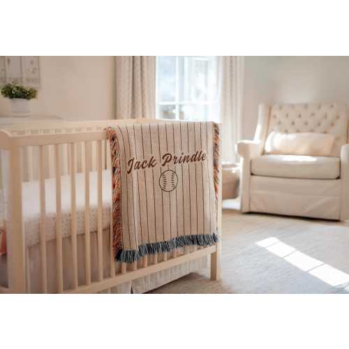 Personalized Baseball Baby Blanket: Vintage Sports Nursery Decor