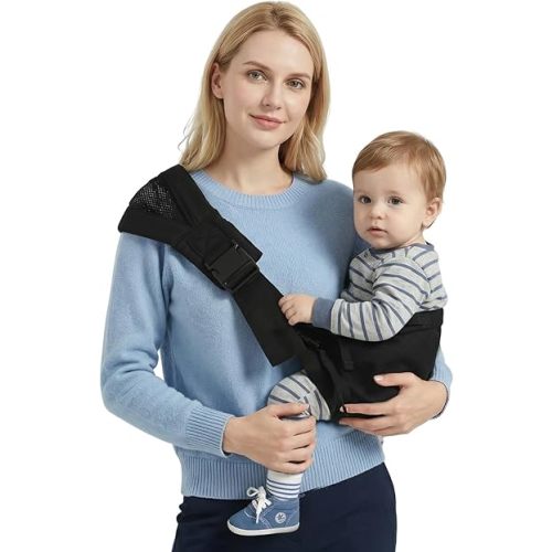Baby Sling Carrier Newborn to Toddler, Adjustable Toddler Carrier Sling Baby Carrier Toddlers Sling Carriers Hip Carriers for 7-40lbs, Black