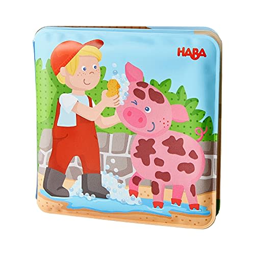 HABA Magic Color Changing Bath Book: Animal Wash Day, Bath Toys for Toddlers, Water Toys for Toddlers 18-36m & Water Table Accessories