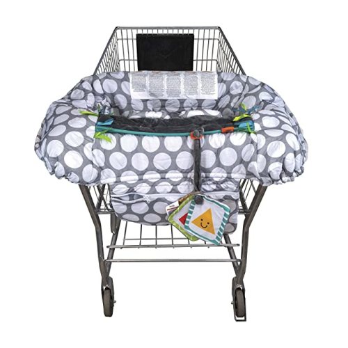 Boppy Preferred Shopping Cart Cover for Baby - 360° Coverage Cart Cover for Babies with Integrated Storage Pouch and Safety Harness, Washable, 6 Month & Up - Gray Jumbo Dots