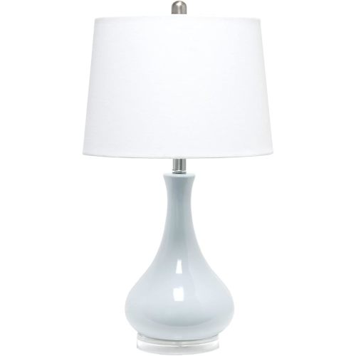 Elegant Designs LT3312-LTB Ceramic Genie Tear Drop Shaped Glossy Table Lamp, Light Blue