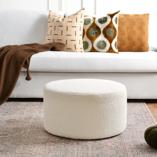 Wade Logan® Brichelle 24'' Wide Modern Round Upholstered Ottoman & Reviews | Wayfair