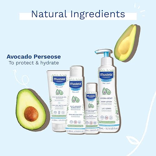 Mustela Baby Bath Time Essentials Gift Set - Natural & Plant-Based Baby Skin Care - 4 Items Set