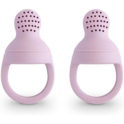 mushie Silicone Baby Fresh Fruit & Food Feeder Pacifier | 6 Months+ (Soft Lilac)