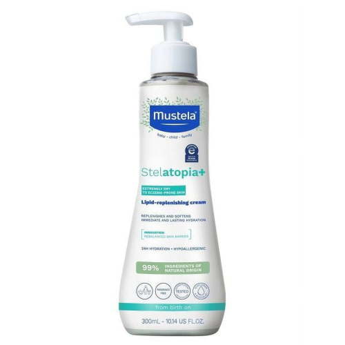 Mustela Family, Stelatopia+ Lipid-Replenishing Cream, Extremely Dry to Eczema-Prone Skin, 10.14 fl oz (300 ml)