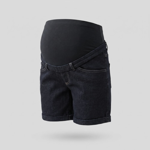 Maternity Shorts with Rolled Hem and Stretch Denim - Everyday Pregnancy Wear – By Kate Olivia