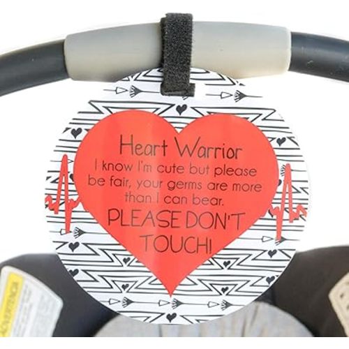 Three Little Tots CHD Heart Warrior Tag - Newborn Car Seat Sign, Baby Shower, Stroller, Preemie No Touching