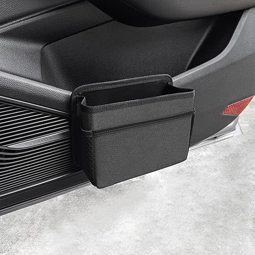 Car Trash Can, Foldable Multifunctional Hanging Storage Box Trash Can with a Roll of Garbage Bag, Multi Pocket Design Suitable for Car, Home and Office (Black)