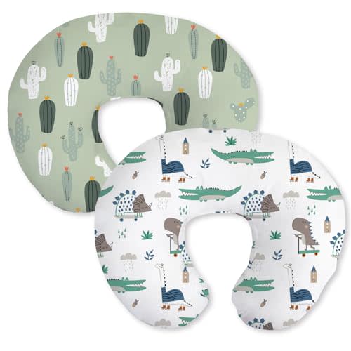 Little Grape Land Nursing Pillow Covers for Baby Girl, Soft Removable Covers Breathable for Breastfeeding Pillows, 2 Pack Nursing Pillow Cases Fit Standard Nursing Pillows, Cactus, Cover Only