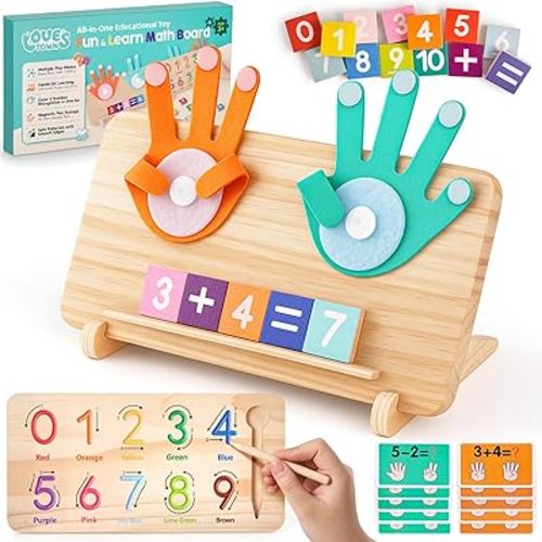 LovesTown Preschool Learning Toys for Toddler, Educational Math Manipulatives Montessori Toys Number Counting Blocks for Kids Birthday Gifts