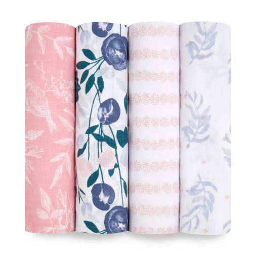 Essentials Cotton Muslin Swaddles 4 Pack | aden + anais