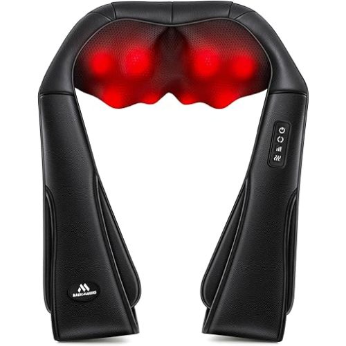 MagicMakers Electric Shiatsu Neck Massager with Heat - Pain Relief for Back, Shoulders & Feet - Gifts for Men, Women, Mom, Dad - From Daughter or Son - Ideal for Christmas, Mother's Day & Father's Day