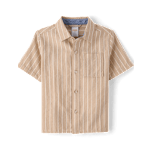 Boys Short Sleeve Striped Linen-Blend Button Up Shirt - Linen Edit - BROWN | Gymboree