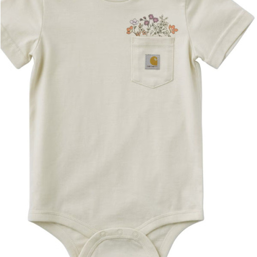 Carhartt Infant Girls' Flower Pocket Short Sleeve Onesie