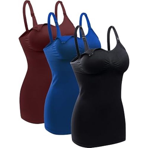Womens Nursing Tank Tops Built in Bra for Breastfeeding Maternity Camisole Brasieres