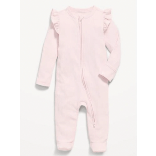 Ribbed Zip Pajama, Size: 6-9M, Color: Pastel Pink