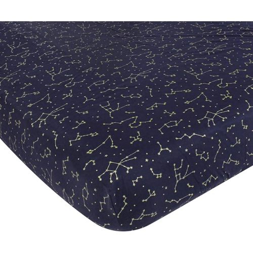 Hudson Baby Unisex Baby Cotton Fitted Crib Sheet, Navy Constellation, One Size