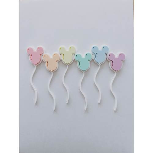Pastel Rainbow Mickey Balloon Cupcake Toppers | Acrylic Cupcake Toppers | Disney Party Decor | Mickey Party Decor