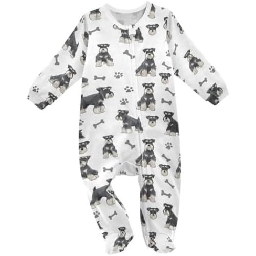 Dussdil Dog Pup Baby One-Piece Footies Newborn Rompers Pajamas Cotton Footed Pjs for Sleep Play Boys Girls