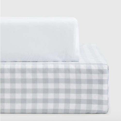 Organic Percale Gingham Crib Sheet 2-Pack in Olive