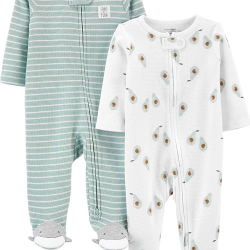Simple Joys by Carter's Unisex Baby 2-way Zip Thermal Footed Sleep and Play, Pack of 2