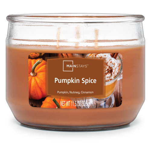 Mainstays Pumpkin Spice Scented 3 Wick Candle 11.5 oz seasonal autumn home decor