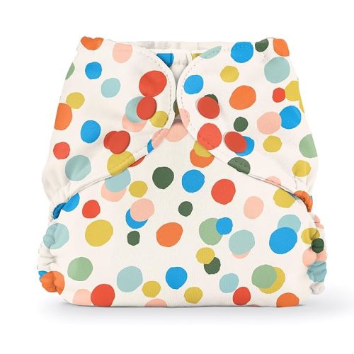 Esembly Cloth Diaper Cover - Reusable Swim Diaper, Waterproof, Breathable - Adjustable Outer Layer Over Absorbent Inner for Blowout Protection - Funfetti, Size 1 (7-17lbs)