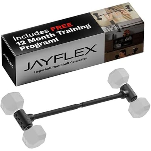 Jayflex Hyperbell Dumbbell Converter - Convert Dumbbells to Barbell Set and Kettlebell for Home Fitness - Adjustable & Up to 200 lb Capacity Weight Barbell for Weight Lifting