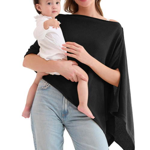 Pxiakgy Muslin Nursing Cover for Breastfeeding, Breathable 100% Cotton Privacy Nursing Covers with Hoop for Mother Nursing Apron, Soft Arch Neckline Nursing Apron Cover for Breastfeeding Breathable S