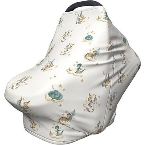 Cute Dragon Car Seat Covers Baby Multi-Use Car Seat Canopy Carrier Cover, Breathable Breastfeeding Cover Boys & Girls