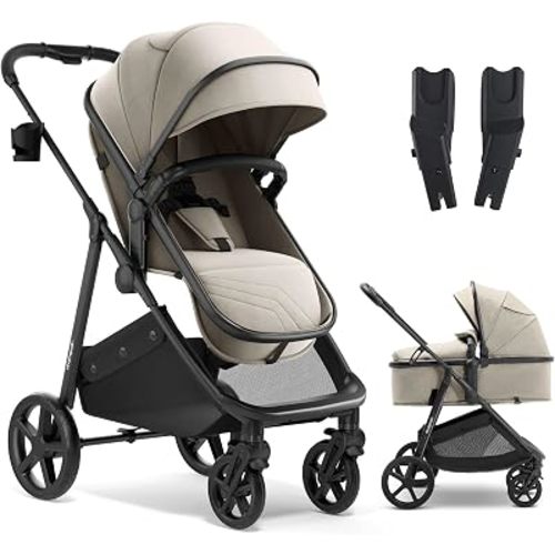 Mompush Wiz 2-in-1 Bassinet Stroller with Car Seat Adapter, Reversible Seat
