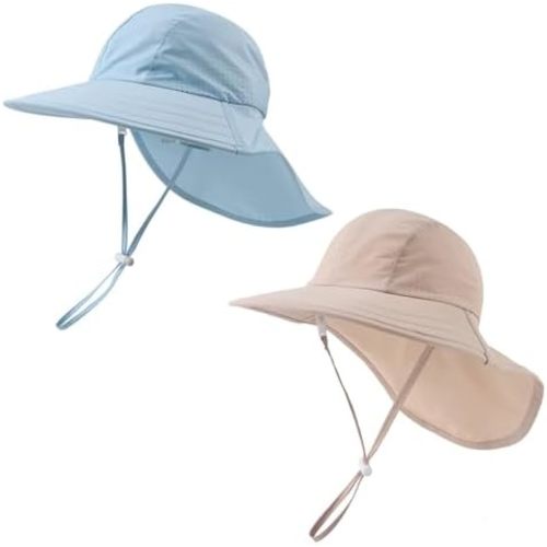 Toddler Summer Hat with Neck Flap Waterproof Kids Swim Hat Baby UV Protection Sun Hats Beach Cap for Boys Girls