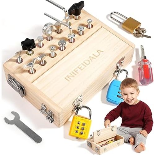 INIFEIDALA Montessori Screwdriver Board Set-Lock and Key Toy