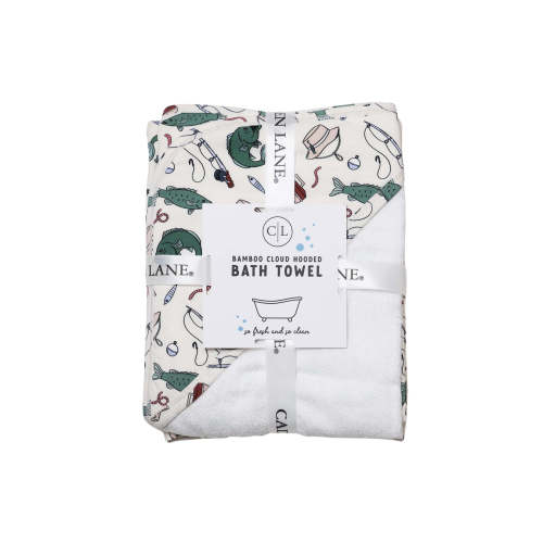 Embroidered Bamboo Hooded Towel in Off the Hook | Caden Lane