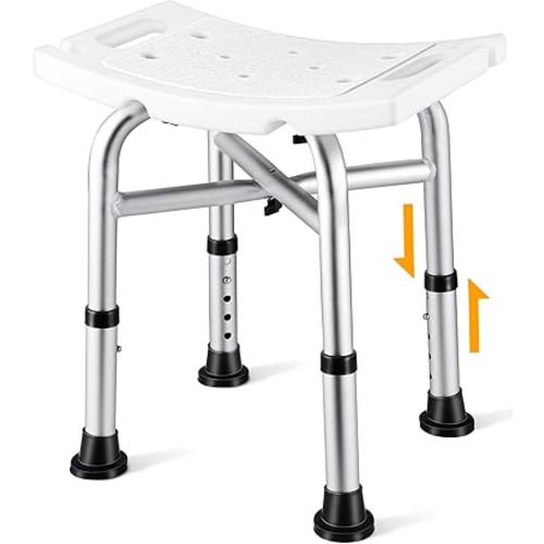 Hiqufet Shower Chair for Inside Shower(500lb), 5 Height Adjustable Shower Stool, Shower Seats for Adults, 3-Minute Quick Assembly, Heavy Duty Shower Bench for Inside Shower to Sit on