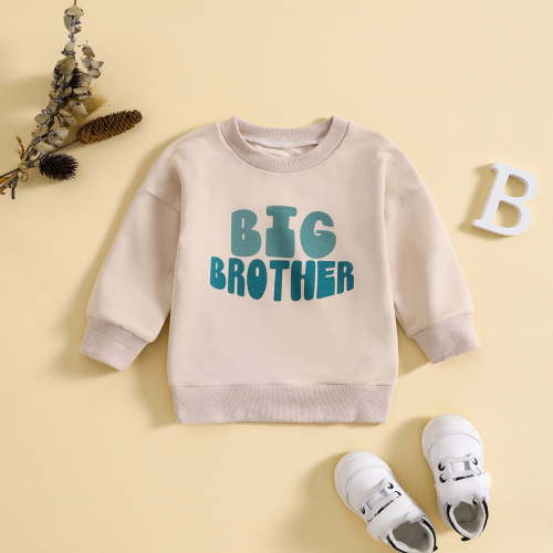 Toimothcn Boy's T-Shirts Cute Letter Printed Big Brother Fall Long Sleeve Pullover T Shirts Crew Neck Comfortable Loose Fit Shirt Tops Comfy Toddlers Clothing