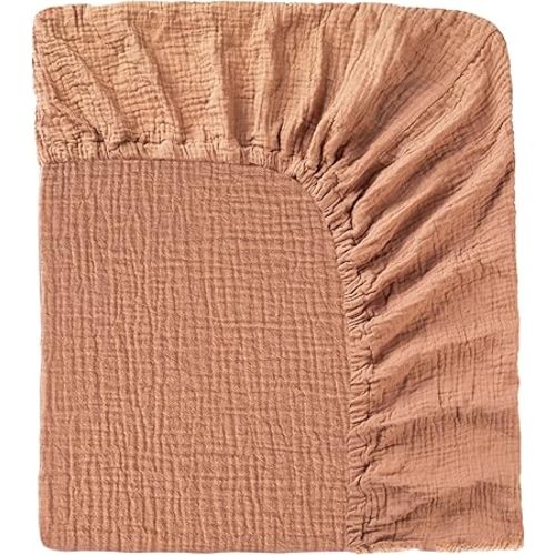 Muslin Crib Sheet – 100% Cotton Baby Fitted Sheet for Boys & Girls, Ultra Soft & Breathable, Snug Fit with 360° Elastic, Fits Standard Crib Mattress 28" x 52" & Toddler Beds.