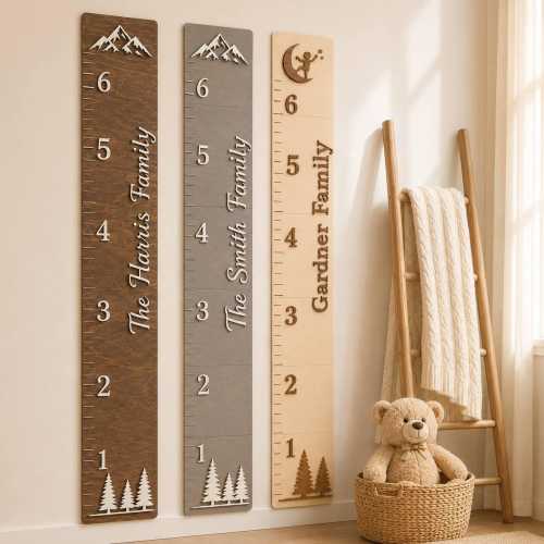 Personalized Wooden Growth Chart, Family Keepsake, Nursery Wall Decor, Baby Shower Gift, Custom Height Chart