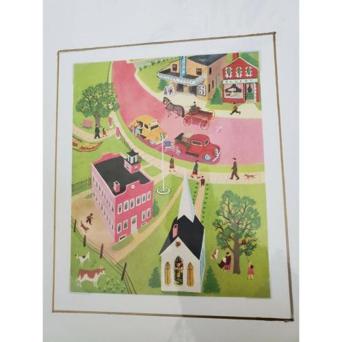Set of 3 Mounted Childrens Art Print Lithographs by...