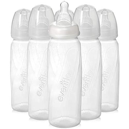 Evenflo Feeding Glass Premium Proflo Vented Plus Bottles for Baby, Infant and Newborn - Helps Reduce Colic - Clear, 8 Ounce (Pack of 6)