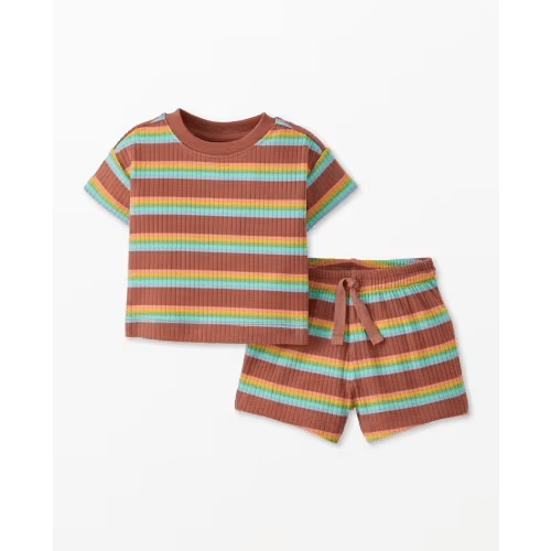 Baby Ribbed T-Shirt & Shorts Set - Canyon