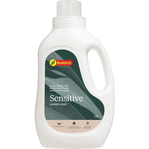 Bosisto's Sensitive Laundry Liquid 1.2L – Gentle Formula with Eucalyptus Oil from Inglewood Victoria, Dermatologically Tested & Hypoallergenic, No Synthetic Fragrances or Dyes, Australian Made & Owned