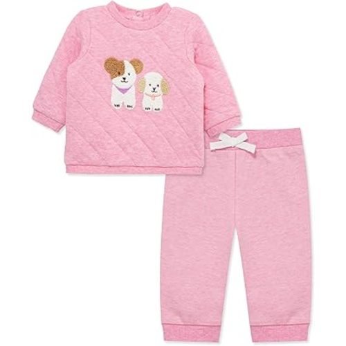 Little Me Clothes for Baby Girls' 100% Cotton Active Set, Pull on Pants and Sweater, 3 Months to 12 Months