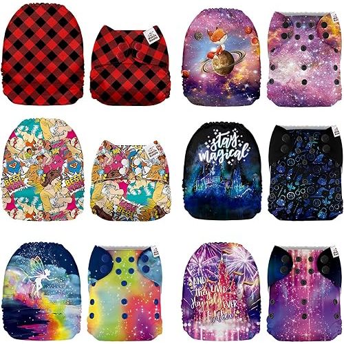 Mama Koala 1.0 Cloth Diapers for Babies, 6 Pack Pocket Shell Only (NO Inserts) - One Size Washable and Reusable Pocket Diapers for Newborns and Toddlers - 160010