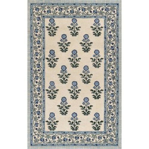 Momeni 2'x3' Cotswold Broadway Floral Handtufted Accent Rug Blue: Wool, Medium Pile, Indoor, Classic Pattern, Rectangle