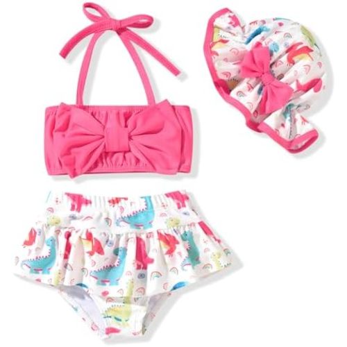 Aalizzwell Baby Girl 2-Piece Bikini Swimsuit with Hat