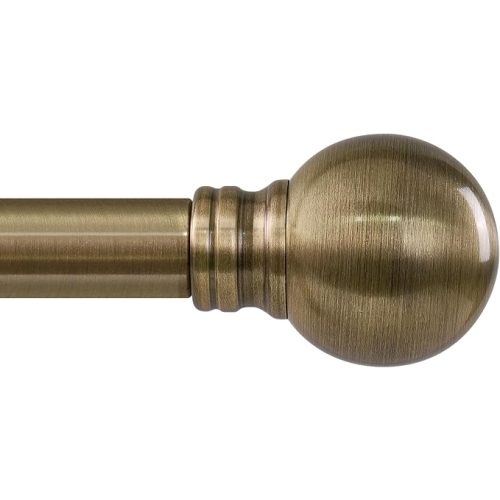 Antique Bronze Curtain Rods for Windows 28 to 48 Inch 1" Diameter Adjustable Heavy Duty Brass Window Curtain Rod with Metal Finials for Living Room Bedroom Farmhouse Kitchen Outdoor
