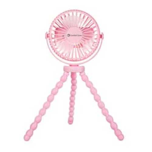 4 in. Tri-Pod Stroller Fan with Flexible Legs, 3-Speed, Rechargeable, Pink