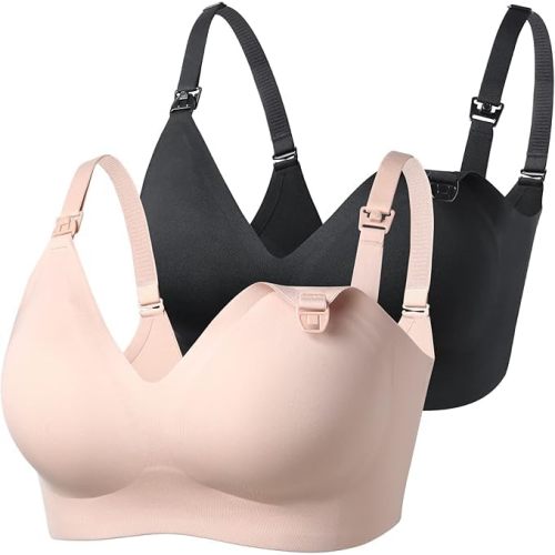 Momcozy Nursing Bras for Breastfeeding YN21 Seamless Comfort Maternity Bra | Natural Shape, Pregnancy & Sleep Bralette, Soft Breathable Fabric, Wireless Padded, Adjustable Straps, One-Hand Nursing Clip