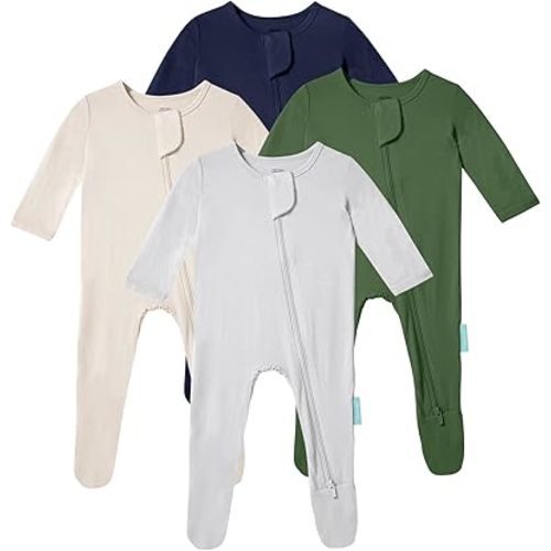 PurComfy Bamboo Viscose Baby Zipper Footie Pajamas, 0-3-6-9-18-24 Months